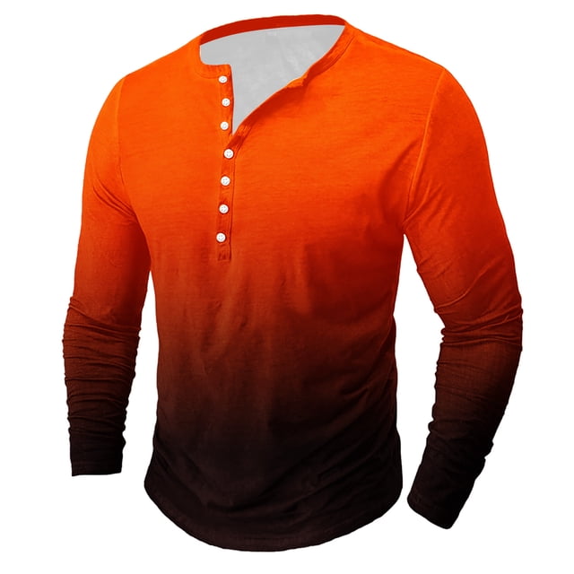 RXIRUCGD Chemises Blouses Décontractées à Manches Longues et Col Rond pour Hommes, Orange, Taille : 3TG