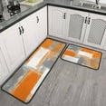 thumbnail image 3 of Usnfhcaw Kitchen Floor Mat 2 Sets 17''×30''+17''×47'' Inch (orange Marble), 3 of 7