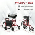 thumbnail image 3 of Giantex Rollator Walker, Folding Walking Aid w/6 Adjustable Height, Upright Walkers for Seniors Elderly, Red, 3 of 10