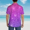 thumbnail image 6 of Xecao Pink Purple Glitter print Hawaiian shirt - a stylish short-sleeve button-down for men, perfect for casual beach and tropical outings., 6 of 9