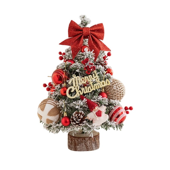 Table Christmas Tree with Lights Party Supplies for Fireplace Office Holiday Red