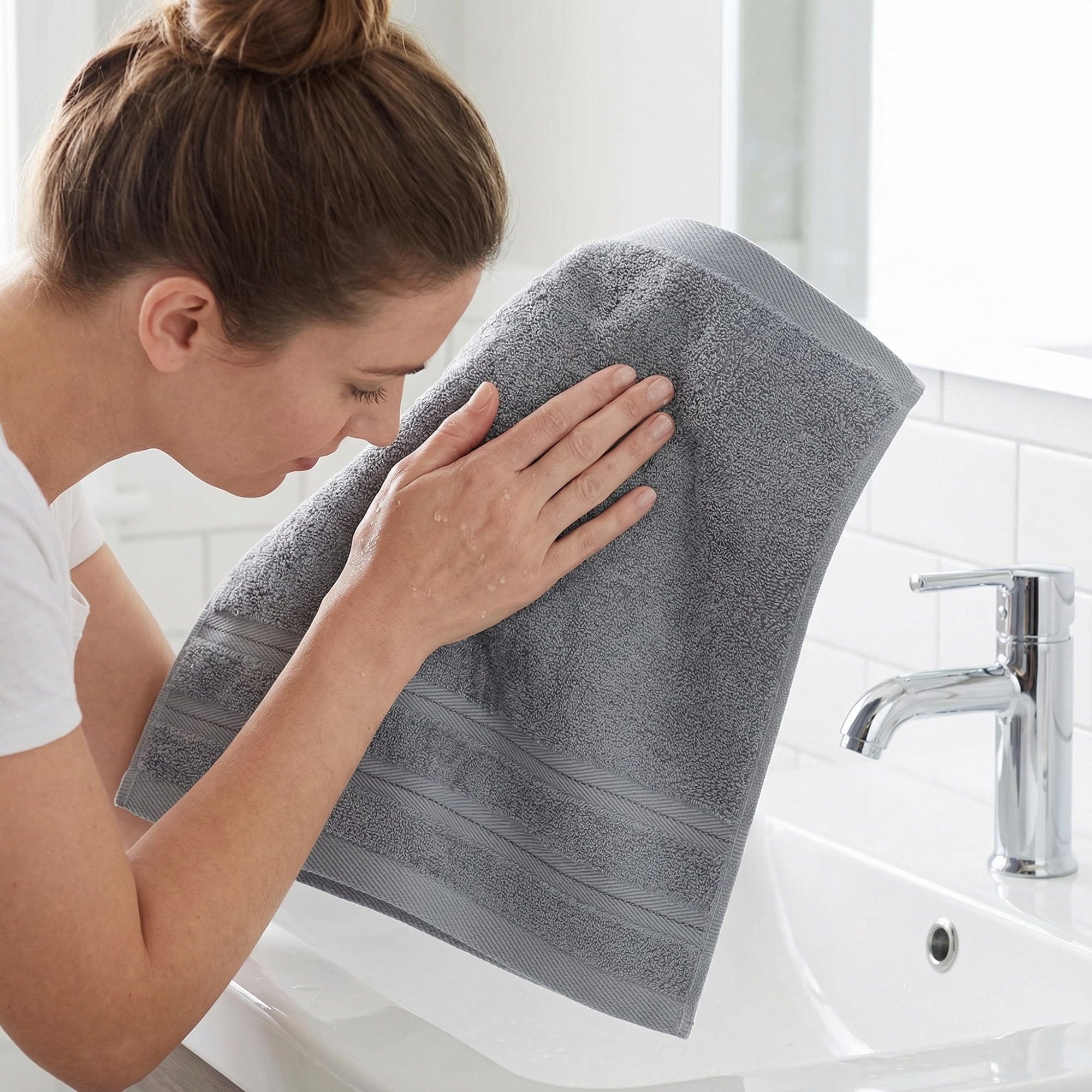 Unique Bargains 4Pcs Solid Cotton Absorbent Washcloths Dark Grey 13" x 13"