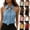 Blue, variant on Women's Sleeveless Tops Halter Neck Bow Tie Front Off-Shoulder Blouse Retro Cutout Chiffon Vests Office Casual Solid Color T-Shirts Regular Fit Shirt for Afternoon Tea & Date Night Tank Top