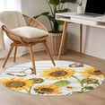thumbnail image 4 of Round Rug 3.3Ft Washable Non-Slip, Yellow Sunflowers Circle Area Rugs for Living Room Bedroom, Vintage Country Flowers Butterfly Wood Board Indoor Floor Mats Carpet Runner for Home Decor Aesthetic, 4 of 8