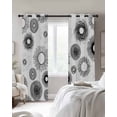 thumbnail image 3 of Geometric Black Blackout Curtains, Light Blocking Print Window Curtains, Abstract Grey White Boho Circle Dot Thermal Insulated Window Drapes for Living Room Kitchen Cafe 2 Panels, 104"W x 52"L, 3 of 9