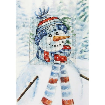 UPC: 5901703218080 | Orchidea Snowman Greeting Card Counted Cross-Stitch Kit