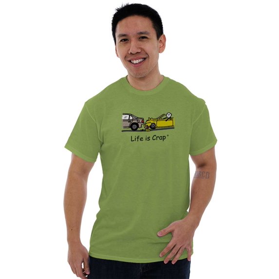 Life Is Crap Short Sleeve T-Shirt Tees Tshirts Life is Crap Fender Bender Unlucky Relatable