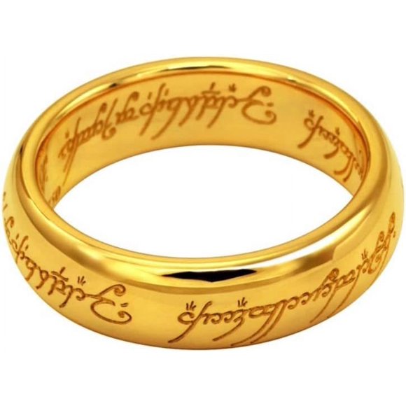 LAICAIW 7mm Gold Lord of The Rings Ring for Men Women The One Ring to Rule Them All Ring of Power Lotr Ring