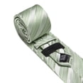 thumbnail image 5 of Barry.Wang Sage Green Silk Ties for Men Sets Woven Pure Striped Formal Necktie Pocket Square Cufflinks Wedding Party 4PCS, 5 of 5