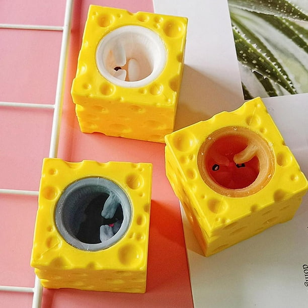 Jouets Anti-stress Souris Fromage - Lot De 3 - En TPR Souple, à Presser Pour Détente - Pour Enfants Et Adultes
