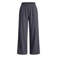 thumbnail image 3 of Mercatoo Teen Girls Cotton Linen Pants Kids Casual Baggy Straight Wide Leg Sweatpants Youth Elastic High Waisted Unifor1 Dress Pant, 3 of 9
