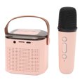thumbnail image 3 of Mini máquina de Karaoke para niños, altavoz portátil con micrófonos inalámbricos, juego de Karaoke para el hogar, color rosa, 3 of 10