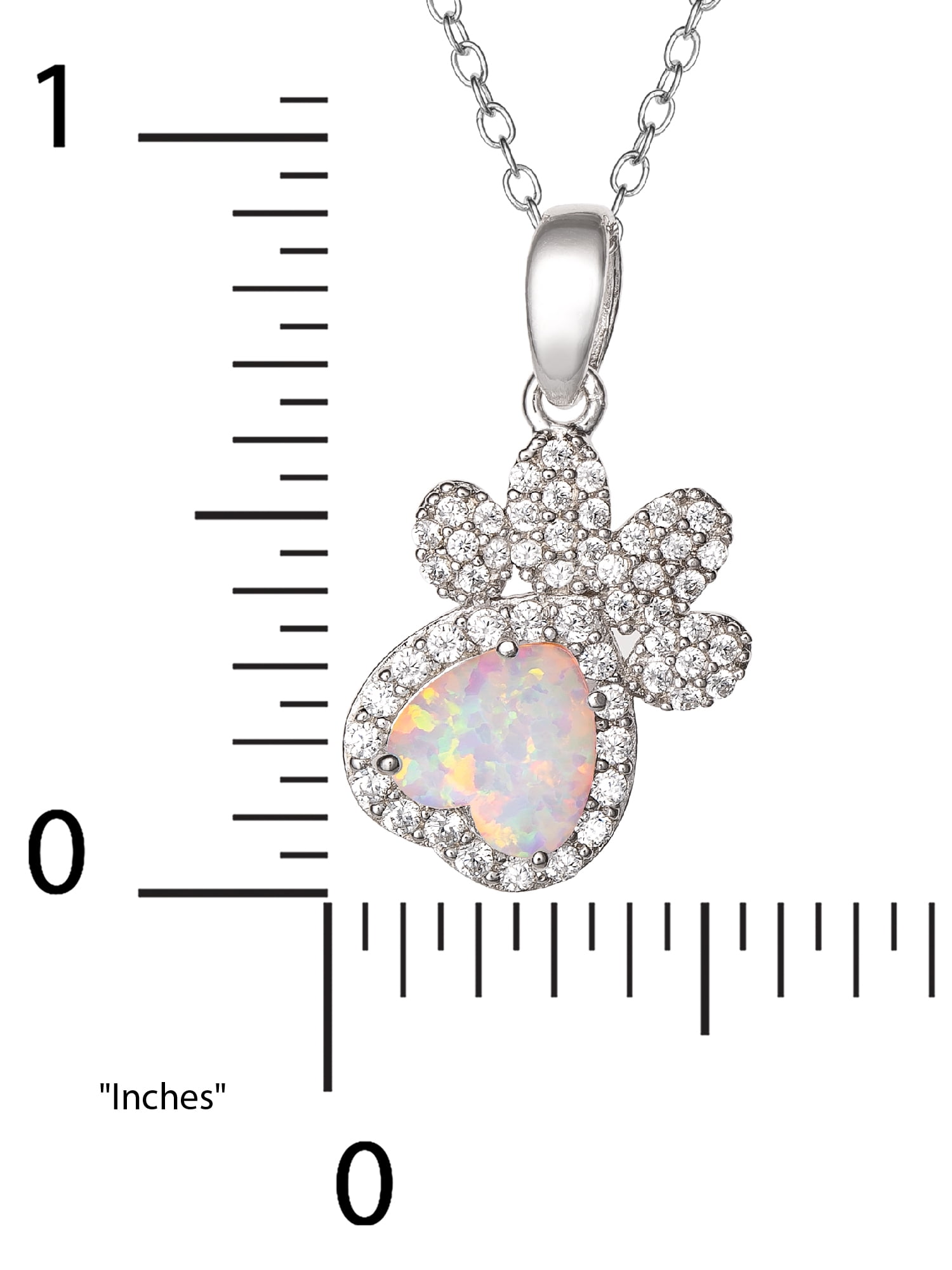 Brilliance Fine Women's Sterling Silver Cubic Zirconia and Created Opal Paw Pendant, 18" Chain