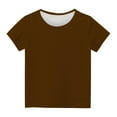 thumbnail image 5 of Gamivast Girls Short Sleeve Shirts Summer Basic Tops Clothing Solid Color Casual Loose Fit Crewneck Shirts Kids Cute Tunic Tees Tops Brown 13Y Camiseta De Para Niños, 5 of 5