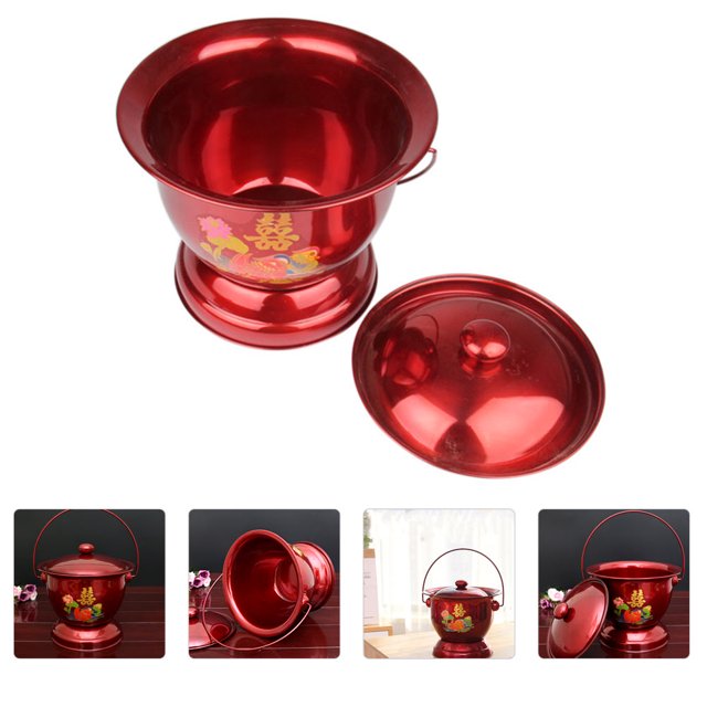 ELAYARD 1 Pce Pot en Acier Inoxydable Premium Rouge Style Vintage Pratique pour Usage Domestique