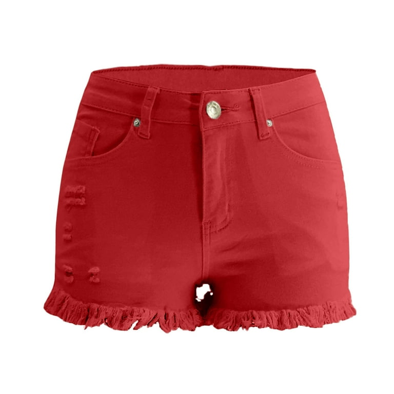 Girls red 2025 denim shorts