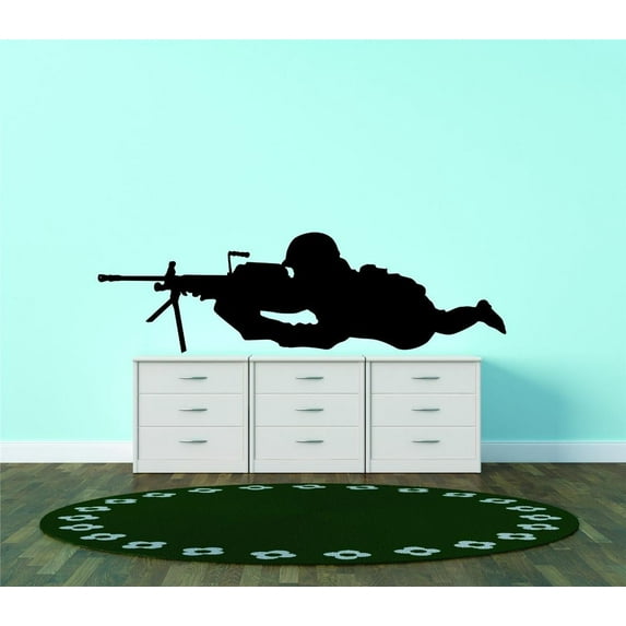 Boys Lovely Military Wall Decal Decoration Military Combat Fighting Silhouette Lasts Years and Easily Removable - Size: 16 In(W) x 40 In(H)