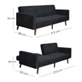 thumbnail image 2 of Ilios Innova | Sofá Cama Aren Tapizado en Lino Negro Diseño Nórdico con Respaldo Dividido Reclinable Brazos y Estructura de Madera Futón Moderno para Sala de Estar, 2 of 9