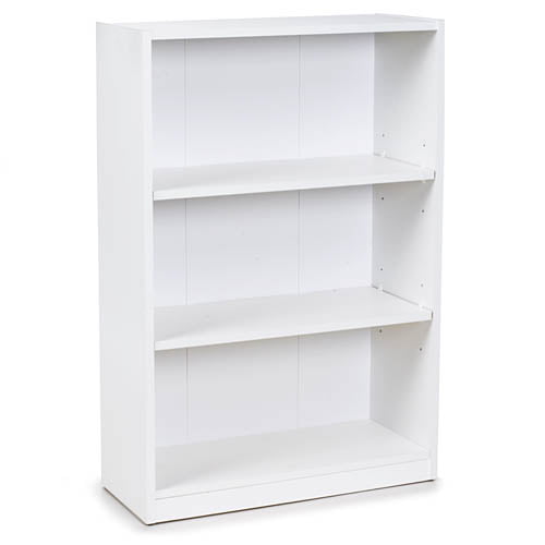 Wide Bookshelf Storage Wood Furniture Bundle Set Mainstay 3-Shelf Bookcase White 
