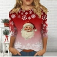 thumbnail image 4 of Aloohaidyvio Christmas Crew Neck Shirt for Women Funny Xmas 3/4 Sleeve Graphic Tee Holiday Family Party Winter Tops, 4 of 6