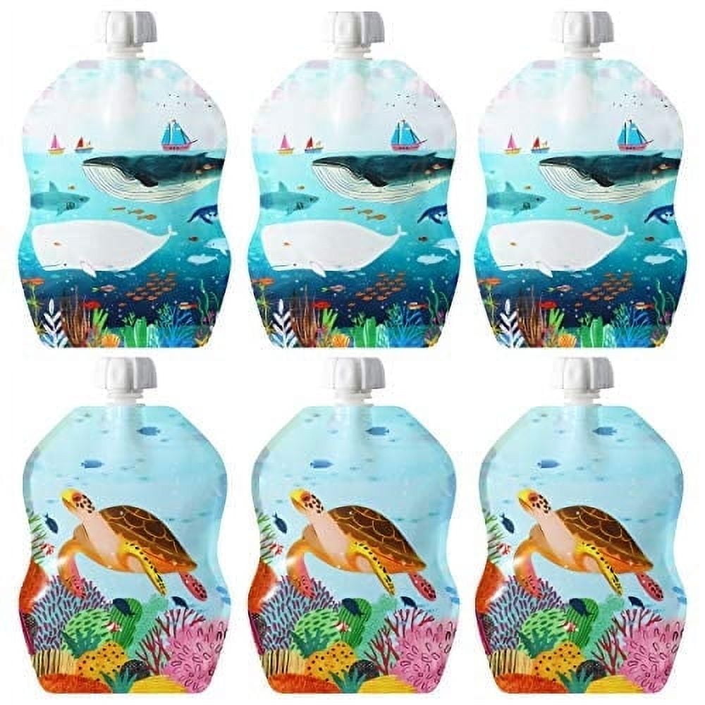 ChooMee SoftSip Reusable Squeeze Packs for Baby Food, Smoothies, Purees, Freezer Safe, BPA Free, 8 oz, 6 Pack