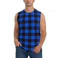 thumbnail image 3 of Uemuo Buffalo Plaid Blue Black Pattern Men's Sleeveless T-Shirt,Muscle Athletic Tank Top, Moisture-wicking Quick-dry Breathable Classic Tee Top for Gym Run Outdoor Sports-, 3 of 8