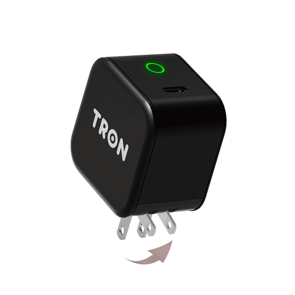 TRON 25W USB-C Fast Wall Charger, Foldable PD Power Adapter with Single Type-C Port and LED Indicator, Compact Travel Block for iPhone 16 15, Android Phones, Tablets, Wireless Earbuds, Black