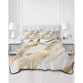 thumbnail image 3 of Marble Gold Full Size Down Alternative Comforter, Lightweight Comforter Quilt Bedding Set with Pillow Shams Abstract Luxury Wave Gold Marbling Modern All Seasons Bed Comforter Duvet Insert 78"x90", 3 of 7