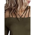 thumbnail image 4 of FASHIONWT Sexy Street Style One Shoulder Strap Trumpet Sleeve Solid Color T-Shirt For Women, 4 of 4