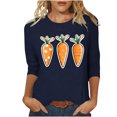 thumbnail image 2 of Fartey Cute Graphic Tees for Women Plus Size Easter Shirts Casual Loose 3/4 Sleeve Tunic Tops Soft Comfy Spring Summer Crew Neck T Shirts Navy S-5XL, 2 of 6