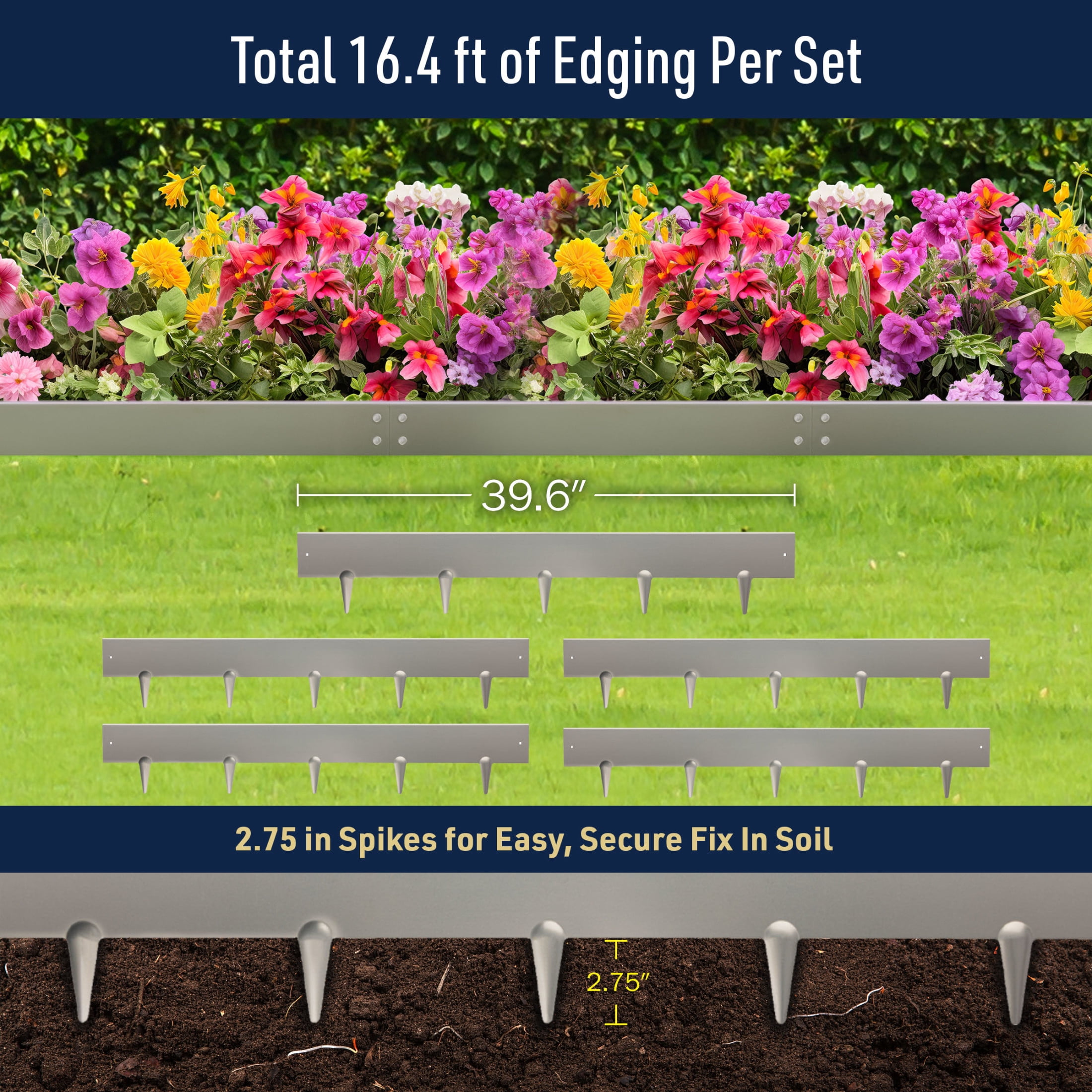 Kings County Tools Corten Steel Landscape Edging Border - 5-Pack of 39.4x6.25in Metal Garden Edging