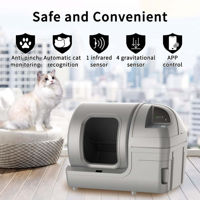 100L Automatic Self-Cleaning Cat Litter Box APP Control, Safe
