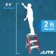 thumbnail image 5 of LITE Escalera tipo taburete de fibra de vidrio de 2', capacidad de 300 libras, tipo IA LP-3011-02, 5 of 5