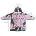 thumbnail image 7 of French Bulldog and Flower Blanket Hoodies for Kids 6-13YR Oversize Wearable Blanket Hoodies for Boys Girls Teens, 7 of 7
