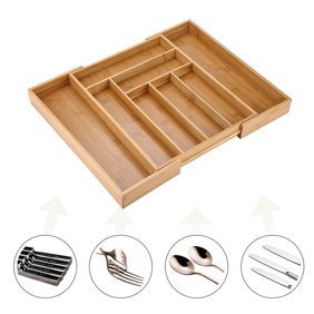 Thy Collectibles Bamboo Expandable Kitchen Cutlery Utensils Drawer