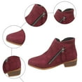 thumbnail image 4 of Rokment Dress Ankle Boots for Women Trendy Fall Winter Suede Pointed Toe Chunky Low Heel Women's Short Booties with Side Zipper Wine Size 8.5, 4 of 6