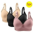 thumbnail image 2 of Bigersell Bandeau Bra for Women Girls New 3pc Woman's Solid Color Daily Bra Without Underwire Gathering Bras Cami Bra Style F-1209 Pinks 44/100, 2 of 3