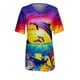 thumbnail image 3 of Puntoco - Camiseta de manga corta con estampado de animales marinos y cuello en V para mujer Puntoco Puntoco-4302, 3 of 6