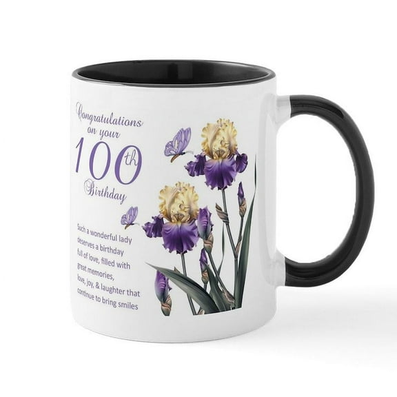 CafePress - 100Th Birthday Lily Gift Mug Mugs - 11 oz Ceramic Mug - Novelty Coffee Tea Cup