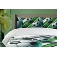 thumbnail image 2 of Ambesonne Soccer Themed Duvet Cover Set, Footballs and Stripes, Calking, Fern Green Off White Grey, 2 of 4