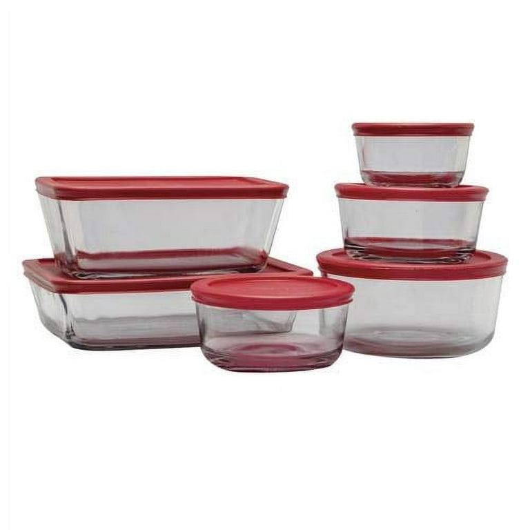 Nutrichef 12 Sets Glass Container With Red Lid NCGLRED
