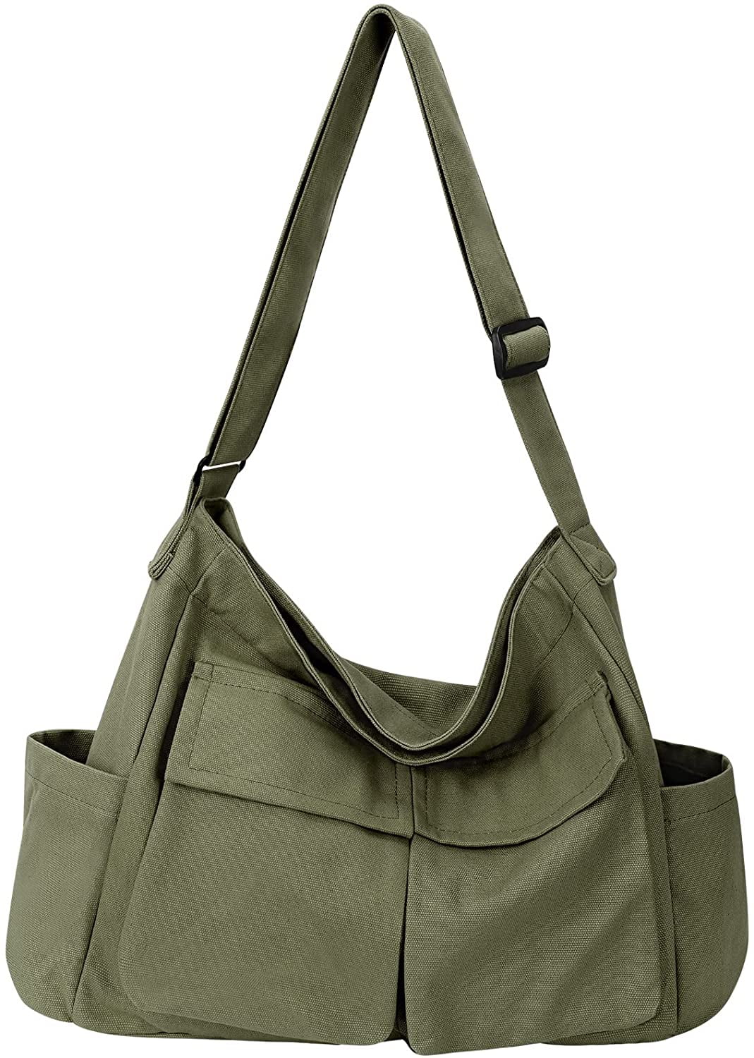 Canvas Messenger Bag Hobo Shoulder Bag Crossbody Bag with Multiple Pockets Large Tote Bag Handbag for Teen Women Men