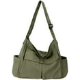 thumbnail image 4 of Canvas Messenger Bag Hobo Shoulder Bag Crossbody Bag with Multiple Pockets Large Tote Bag Handbag for Teen Women Men, 4 of 8