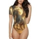 thumbnail image 1 of Balery Golden Winged White Horse Body de cuello redondo de manga corta para mujer Tops de manga corta Tops básicos-Large, 1 of 7