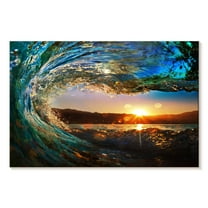 Elephant Stock Ocean Wave Wall Art - Horizontal Canvas Wall Art - Living Room Wall Decor - Beach Canvas - Teal And Blue Decor - 51" x 34"