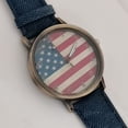 thumbnail image 2 of American Flag Pattern Leather Band Analog Quartz Wrist Watch PU Leather Alloy Case Stainless Steel Back Cover Fashionable Daily Wear Gift for Men Women, 2 of 2