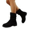 thumbnail image 2 of Willtoo Boots for Women Slouch Mid Calf Boots, Ruched Round Toe Low Block Heel Fashion Shoes, Casual Non-Slip Pull On Winter Daily Wear Boots, 2 of 6