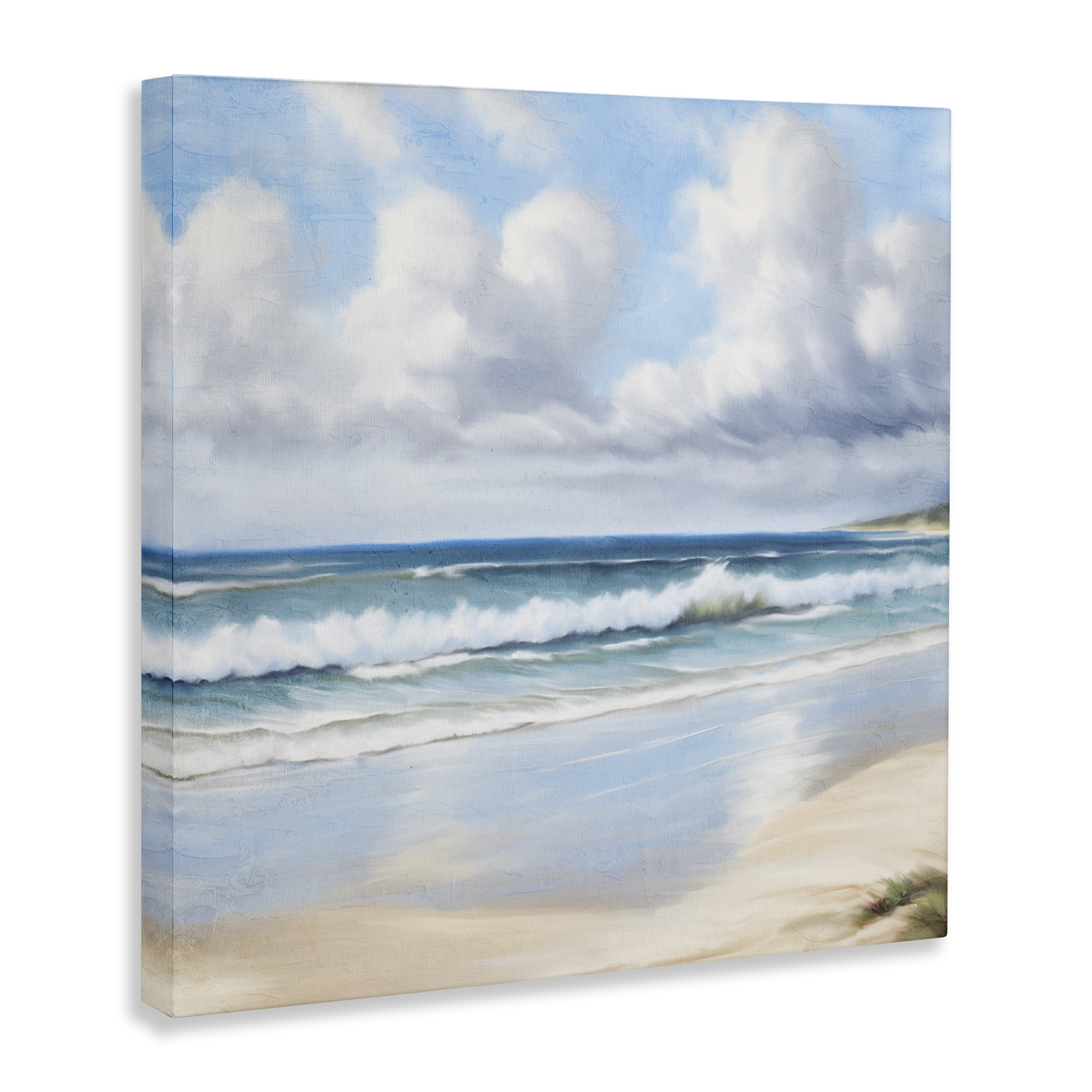 Stupell Industries Sand Walk Ocean Waves Landscape Painting Gallery Wrapped Canvas Art Print Wall Art, 17 x 17