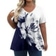 thumbnail image 1 of Camiseta de Manga Corta de Cuello en V Sólido Casual, Camisetas de Manga Corta para las Mujeres, 1 of 7
