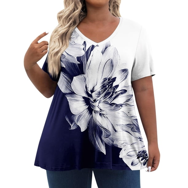 Camiseta de Manga Corta de Cuello en V Sólido Casual, Camisetas de Manga Corta para las Mujeres